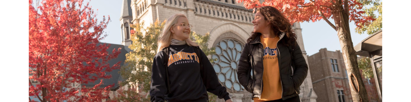 Marquette students on campus in fall