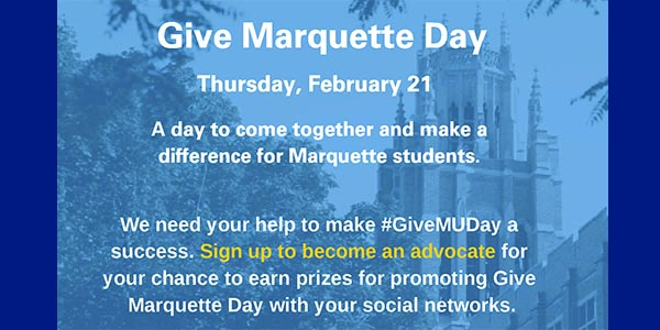 Sign up to become an advocate for Give Marquette Day on Feb. 21