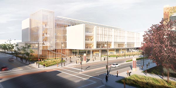 Artist's rendering of the outside of the new Marquette Business building, located on the site of McCormick Hall (16th and Wisconsin)